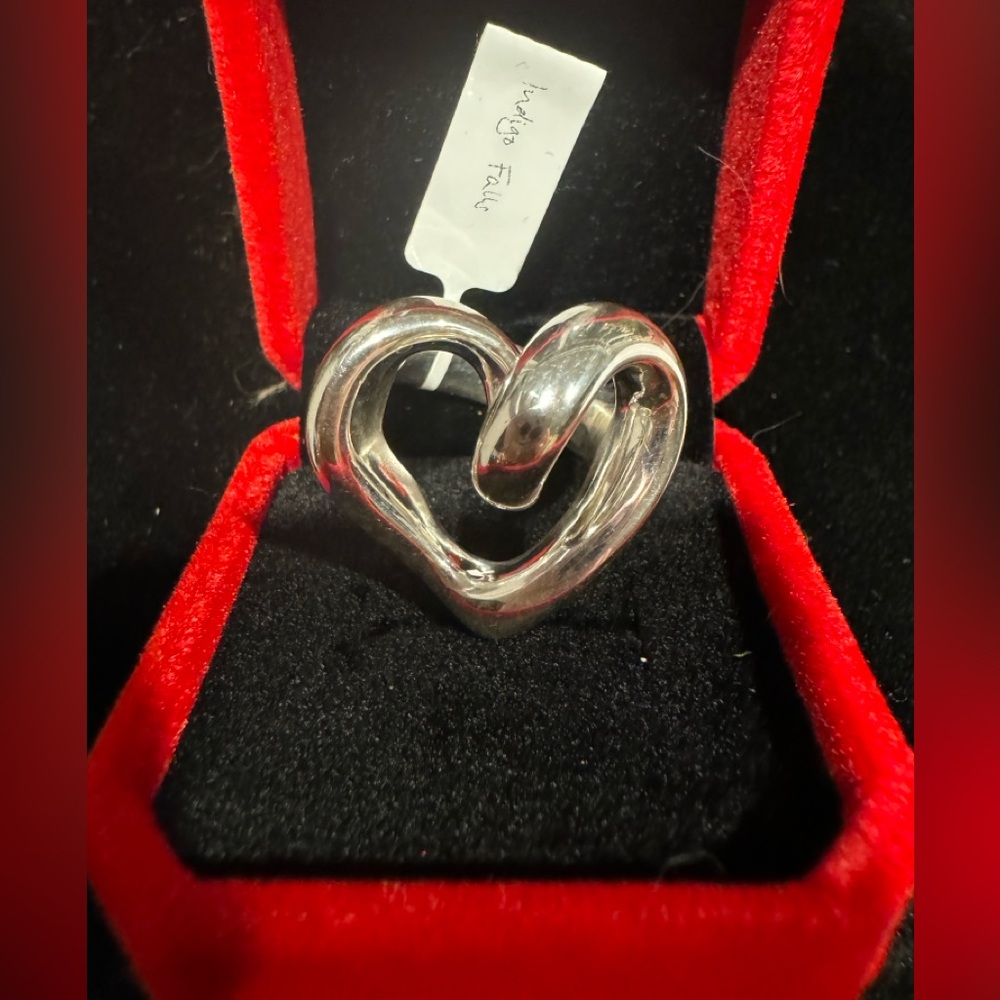 Indigo Falls Sterling Silver 925 Electroform Heart Statement Ring Sz.9